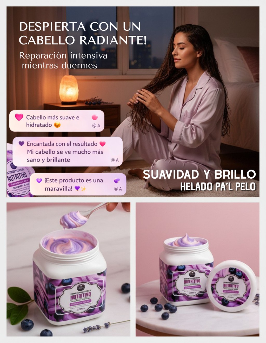 BLUEBERRY Helado pal Pelo - Recupera tu cabello desde la primera noche ✨