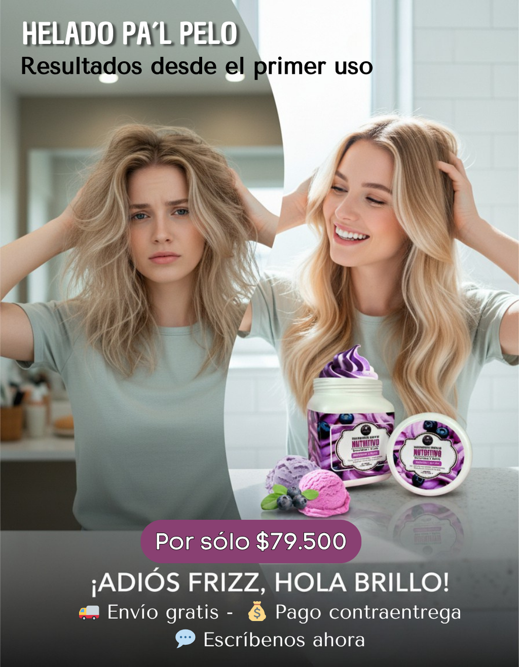 BLUEBERRY Helado pal Pelo - Recupera tu cabello desde la primera noche ✨